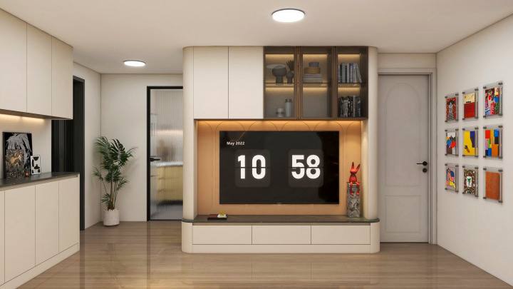 Custom Made TV Console Cream Wood Living Solution Singapore front view Custom Made TV Console Cream Wood Living Solution Singapore front view