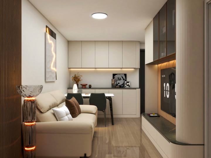 Custom Made TV Console Cream Wood Living Solution Singapore side view Custom Made TV Console Cream Wood Living Solution Singapore side view