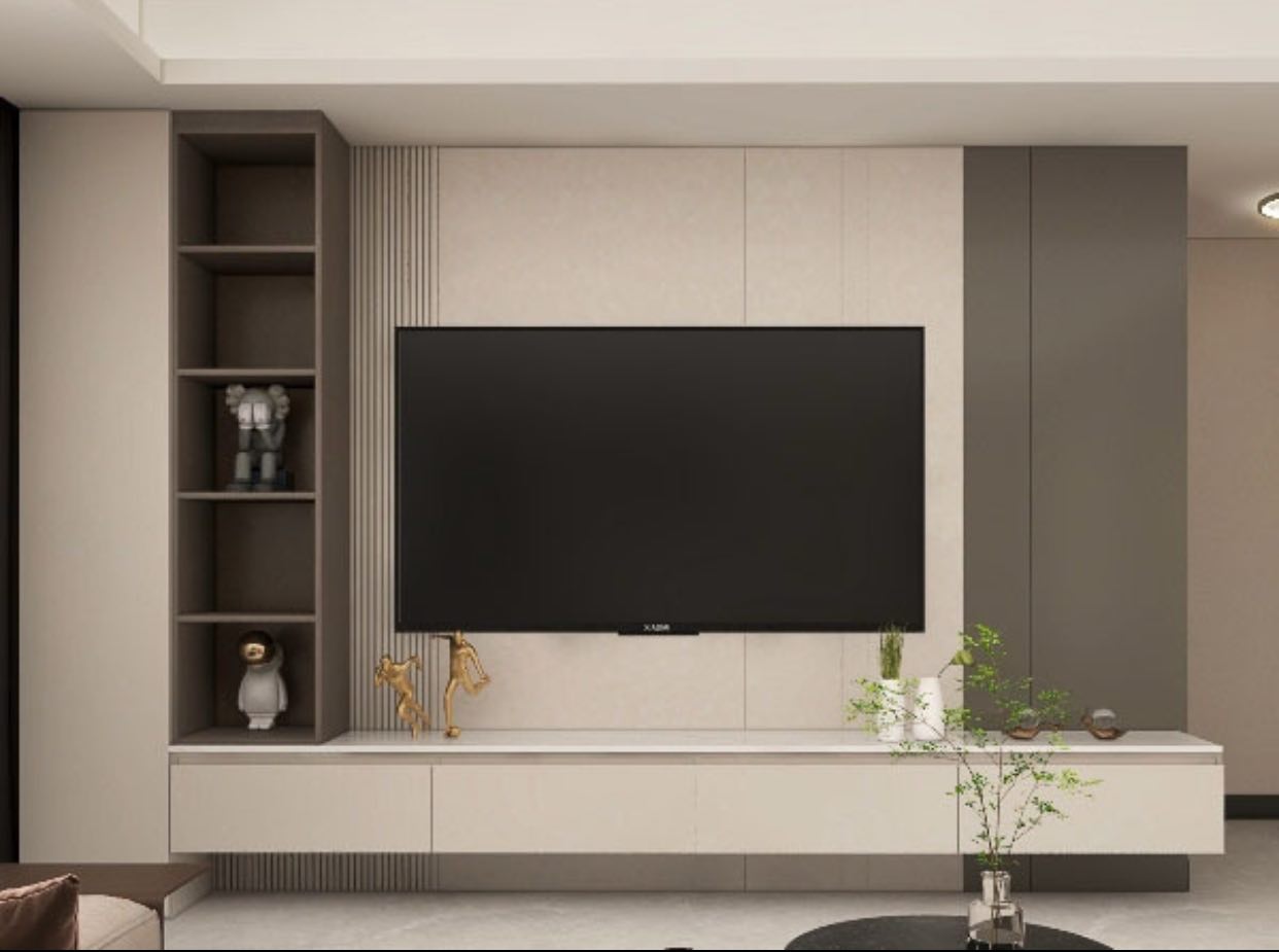 Custom Modern Minimalist L TV Console with cabinet Custom Modern Minimalist L TV Console with cabinet