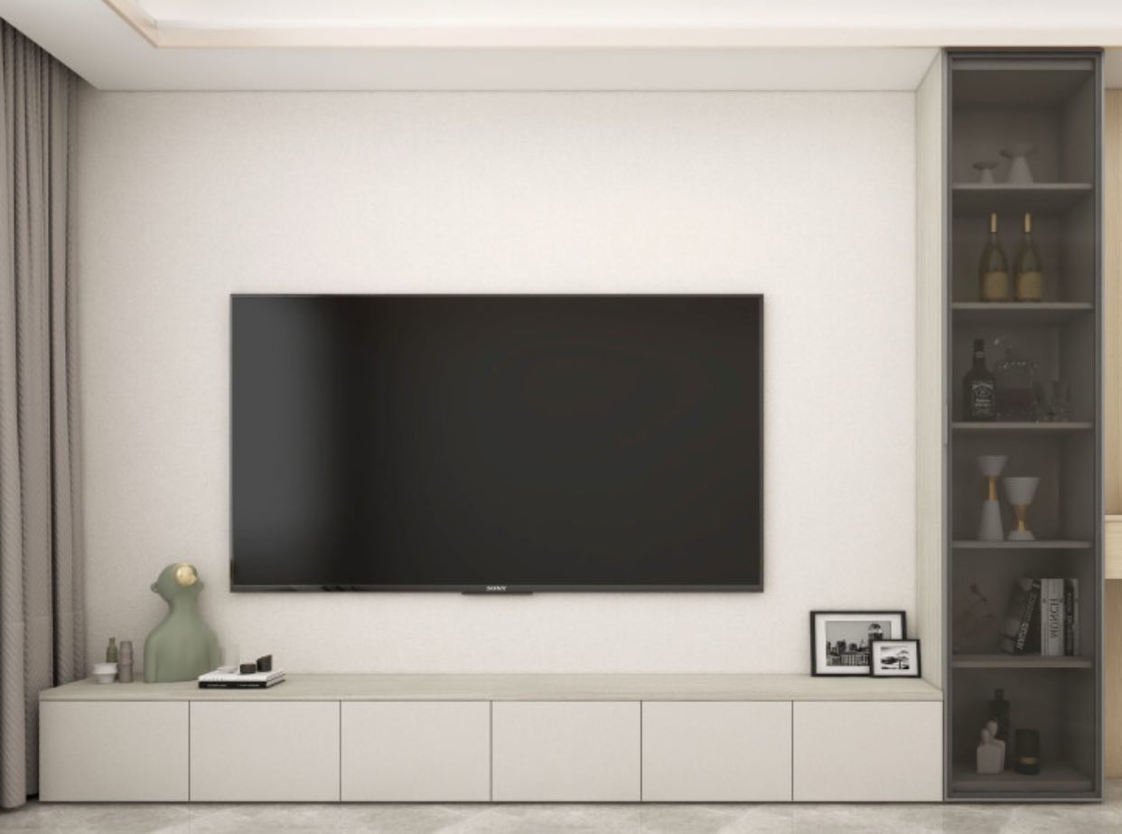 Custom Modern Minimalist L TV Console with glass display cabinet Custom Modern Minimalist L TV Console with glass display cabinet