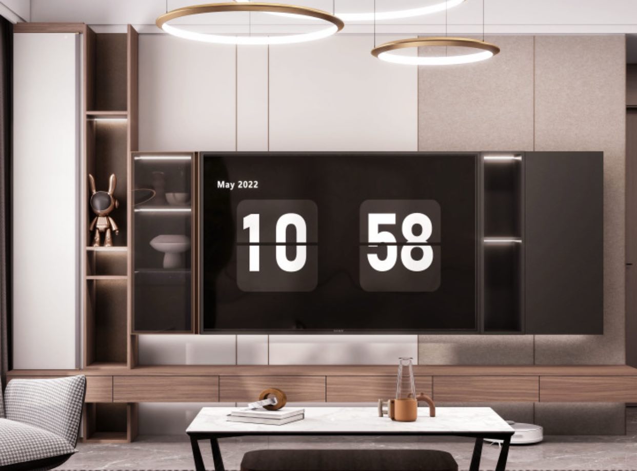 Custom Modern Wood L Floating TV Console with cabinet Custom Modern Wood L Floating TV Console with cabinet