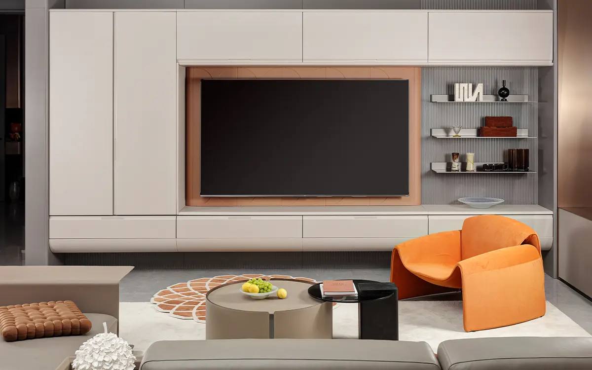 Custom TV Console with Cabinet Drawer and Shelving Singapore Custom TV Console with Cabinet Drawer and Shelving Singapore