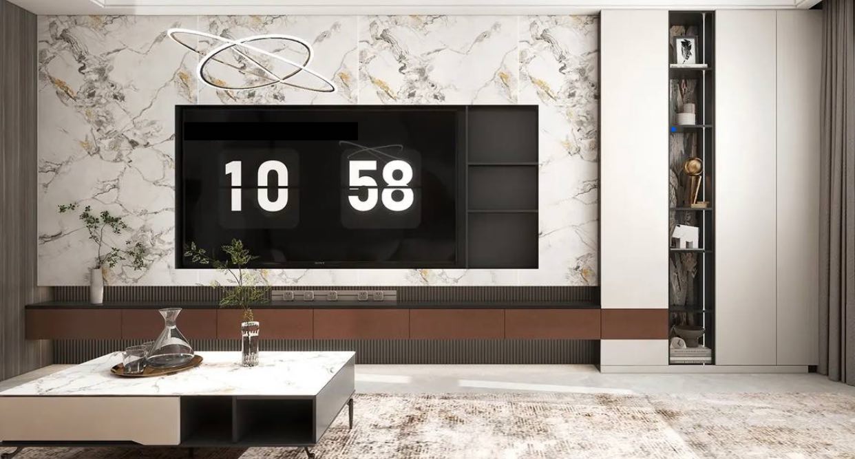 Custom TV Console with Display Cabinet Singapore Custom TV Console with Display Cabinet Singapore