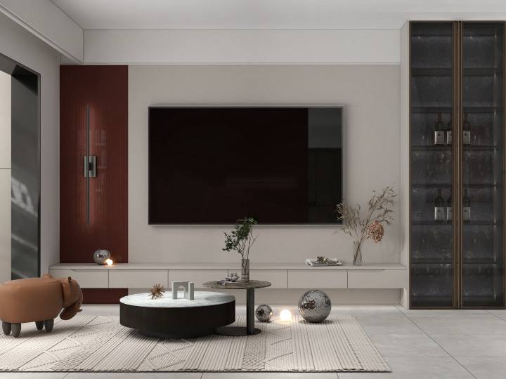 Modern Luxury Home Custom TV Console with Glass Display Cabinet Living Solution in Singapore Modern Luxury Home Custom TV Console with Glass Display Cabinet Living Solution in Singapore