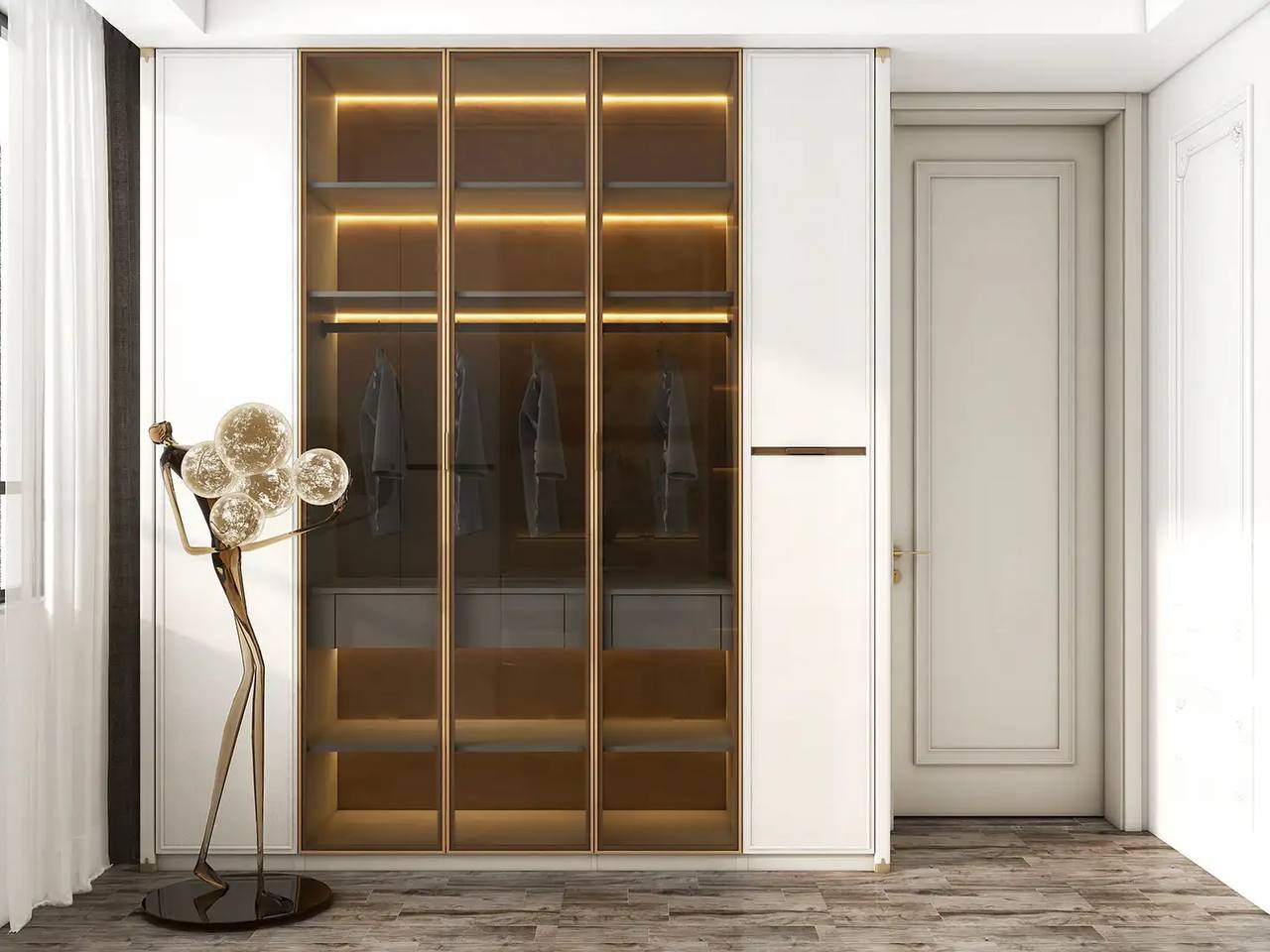 Custom Glass Wardrobe Hinged Wardrobe Built in Wardrobe Bedroom Door Singapore