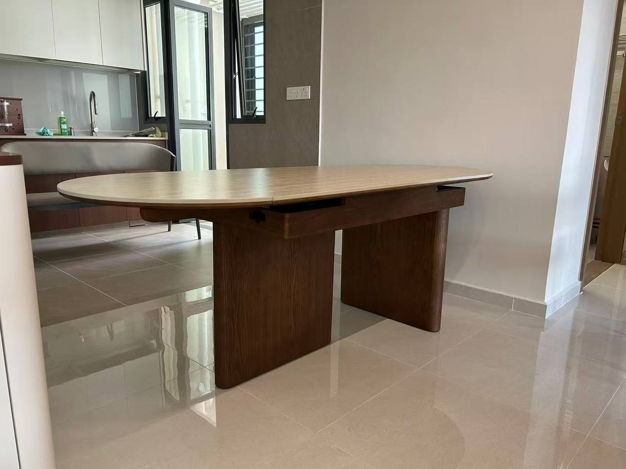 Tami Ash Wood Sintered Stone Extendable Dining Table customer house - Tami Ash Wood Sintered Stone Extendable Dining Table customer house