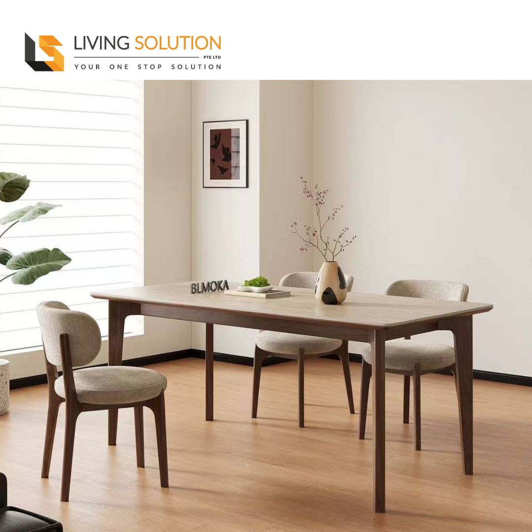 Bailee Sintered Stone Ash Wood Dining Table - Rectangular Dining Table