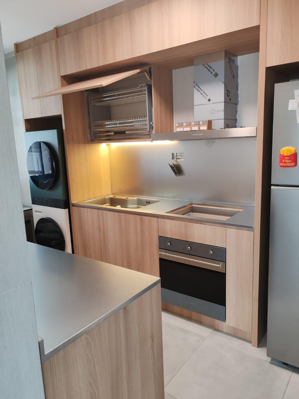 Wood Colour Premium Customised Modular Stainless Steel Kitchen Cabinet Wood Colour Premium Customised Modular Stainless Steel Kitchen Cabinet Modern Japandi Scandinavian