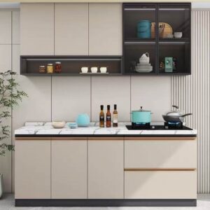 06 Customised or Modular Aluminium Kitchen Cabinet with stone top