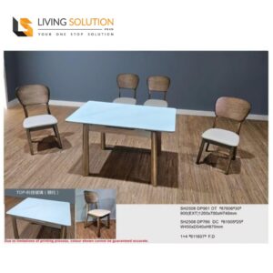 Saru Tempered Glass Wooden Extendable Dining Table
