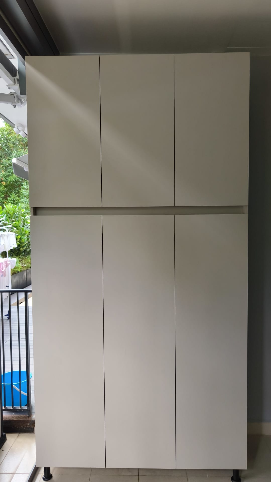 Customised Aluminium Outdoor Tall Cabinet installed delivered at customer home Customised Aluminium Outdoor Tall Cabinet installed delivered at customer home