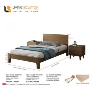 Gianna Ash Wood Wooden Bed Frame - Brown