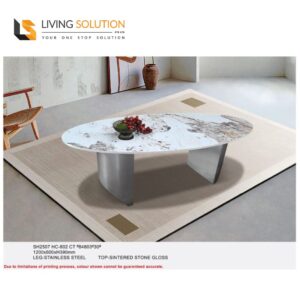 Macie Sintered Stone Coffee Table in stainless steel leg