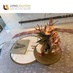 Lev Custom Twin Ash Wood Sintered Stone Nesting Coffee Table