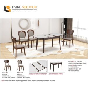 Ozia Sintered Stone Wooden Extendable Dining Table