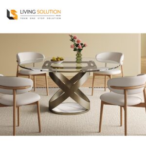Jeli Tempered Glass Round Dining Table