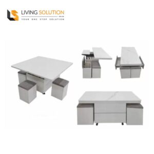 Laurie Multi Functional Lift Top Coffee Table with Stool