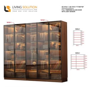 Cesar Tempered Glass Bookshelf or Display Cabinet -200cm