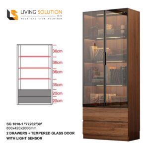 Cesar Tempered Glass Bookshelf or Display Cabinet - 80cm